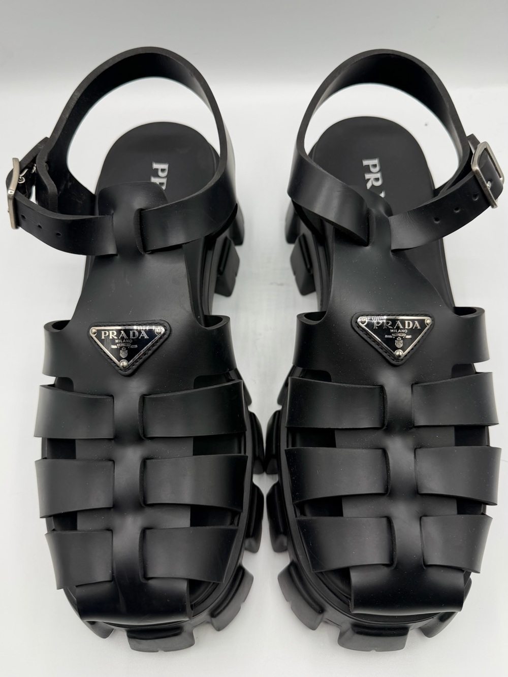 NIB Prada Black Rubber Ultralight Monolith Platform Chunky Strap Sandals EU 41 - Picture 3 of 15